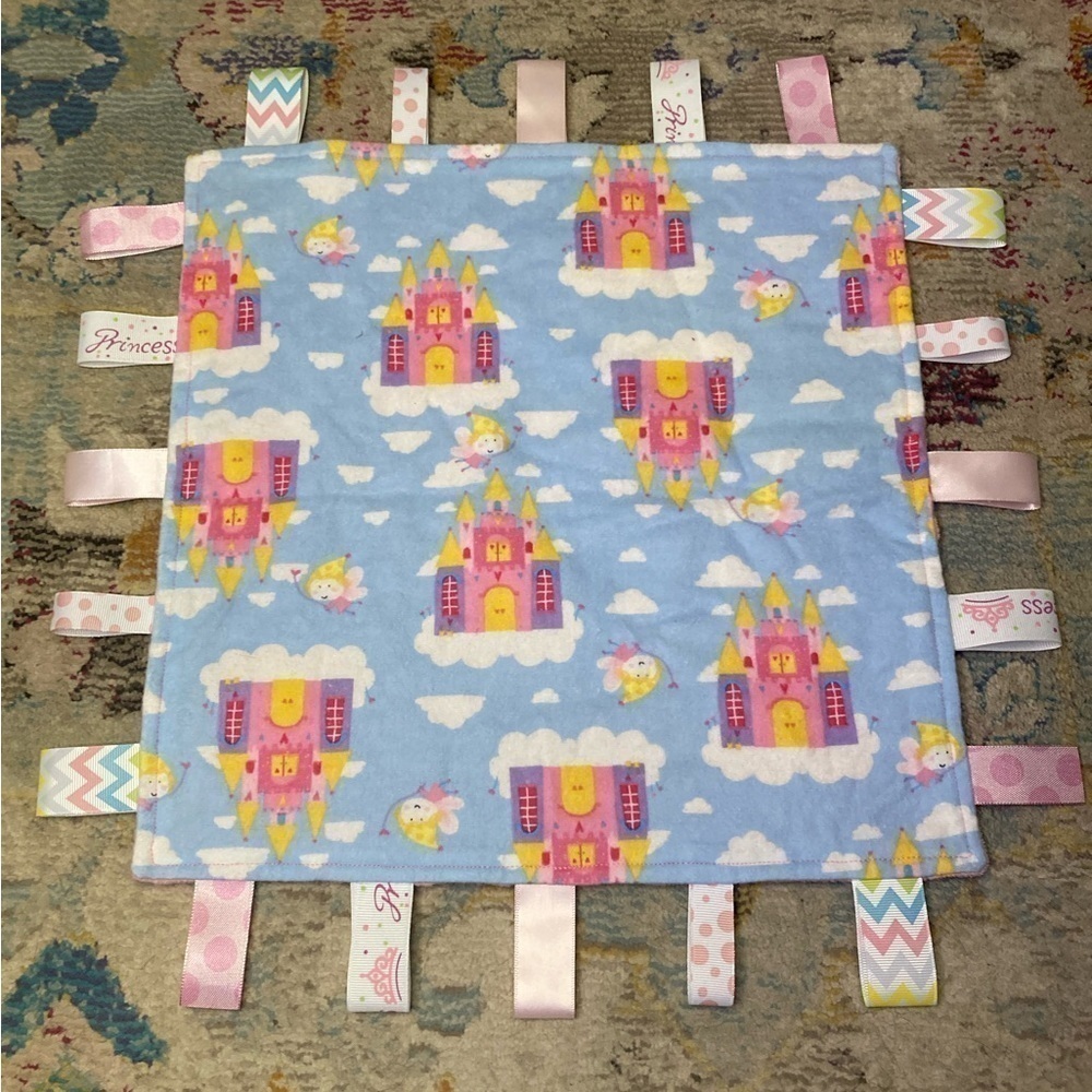 Little Girls Taggie Pink And Blue Castle Fairy Mini Blanket